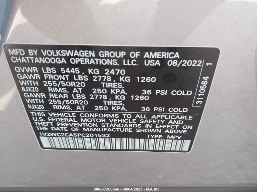 2023 VOLKSWAGEN ATLAS CROSS SPORT 2.0T SE W/TECHNOLOGY - 1V2WC2CA5PC201532