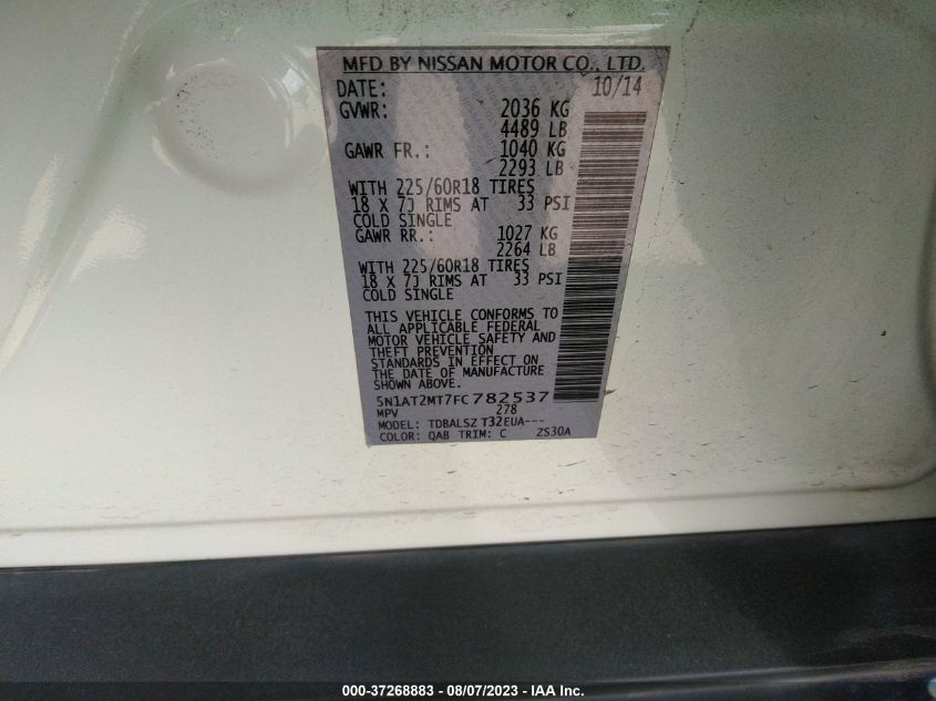 2015 NISSAN ROGUE SL - 5N1AT2MT7FC782537