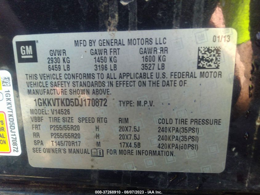 2013 GMC ACADIA DENALI - 1GKKVTKD5DJ170872