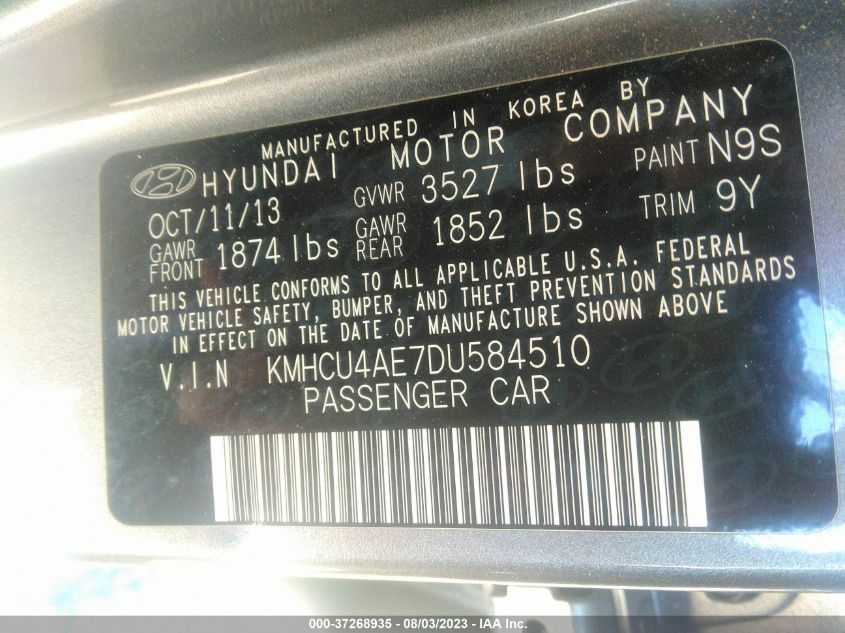 2013 HYUNDAI ACCENT GLS - KMHCU4AE7DU584510