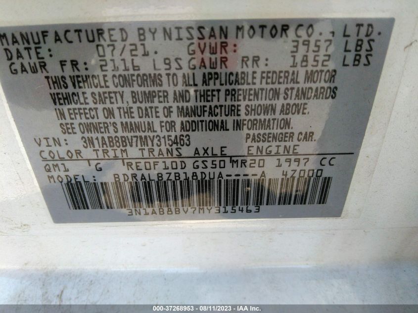 2021 NISSAN SENTRA S - 3N1AB8BV7MY315463