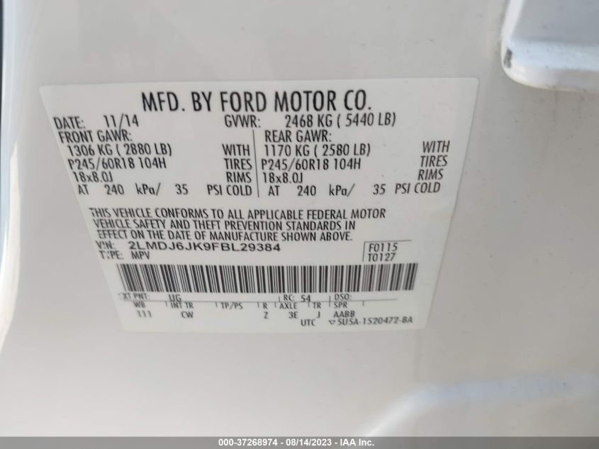 2015 LINCOLN MKX - 2LMDJ6JK9FBL29384