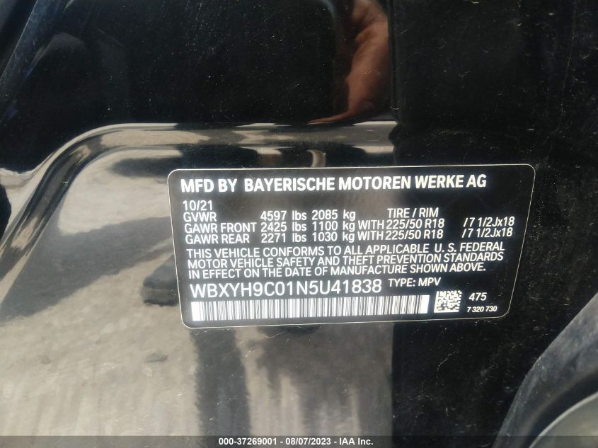 2022 BMW X2 SDRIVE28I - WBXYH9C01N5U41838