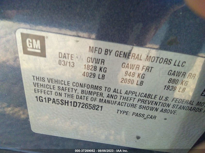 2013 CHEVROLET CRUZE LS - 1G1PA5SH1D7265821
