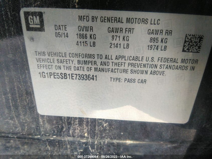 2014 CHEVROLET CRUZE 2LT - 1G1PE5SB1E7393641