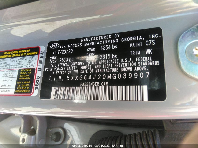 2021 KIA K5 GT LINE - 5XXG64J20MG039907