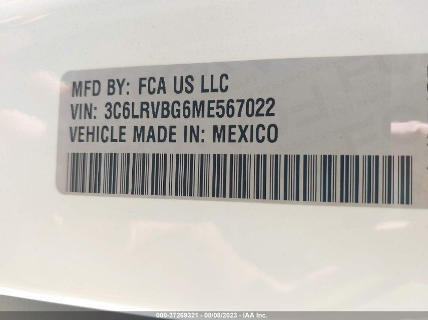 2021 RAM PROMASTER CARGO VAN - 3C6LRVBG6ME567022