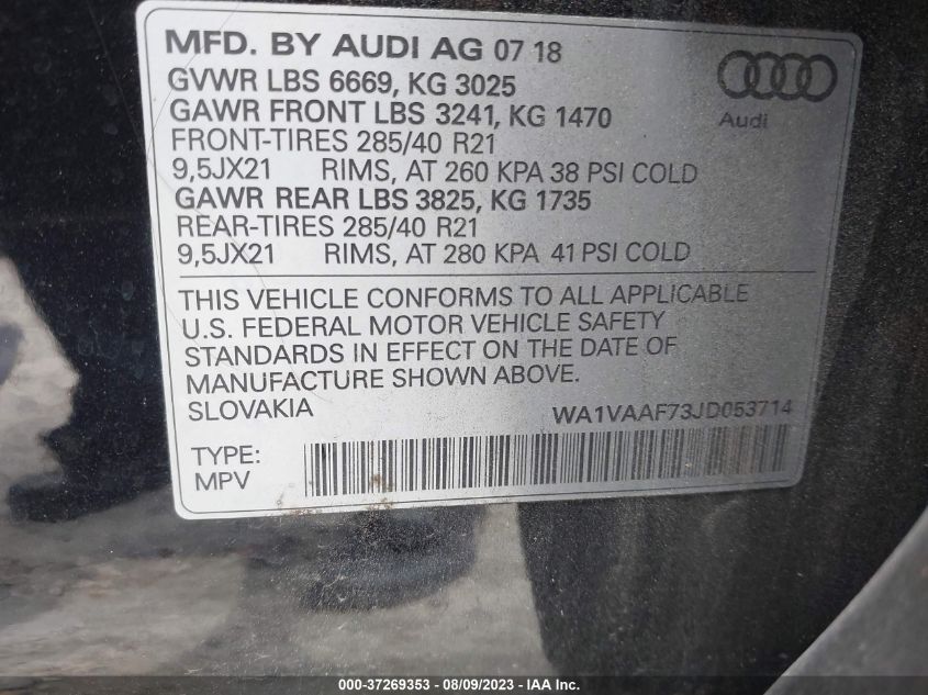 2018 AUDI Q7 PRESTIGE - WA1VAAF73JD053714