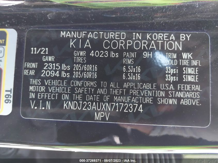 2022 KIA SOUL LX - KNDJ23AUXN7172374