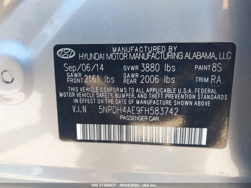 2015 HYUNDAI ELANTRA SE - 5NPDH4AE9FH583742