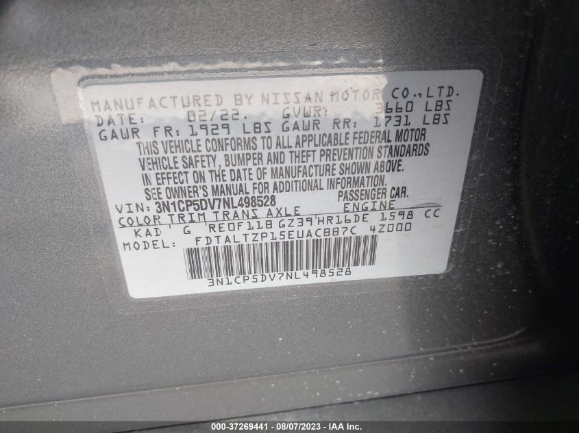 2022 NISSAN KICKS SR - 3N1CP5DV7NL498528
