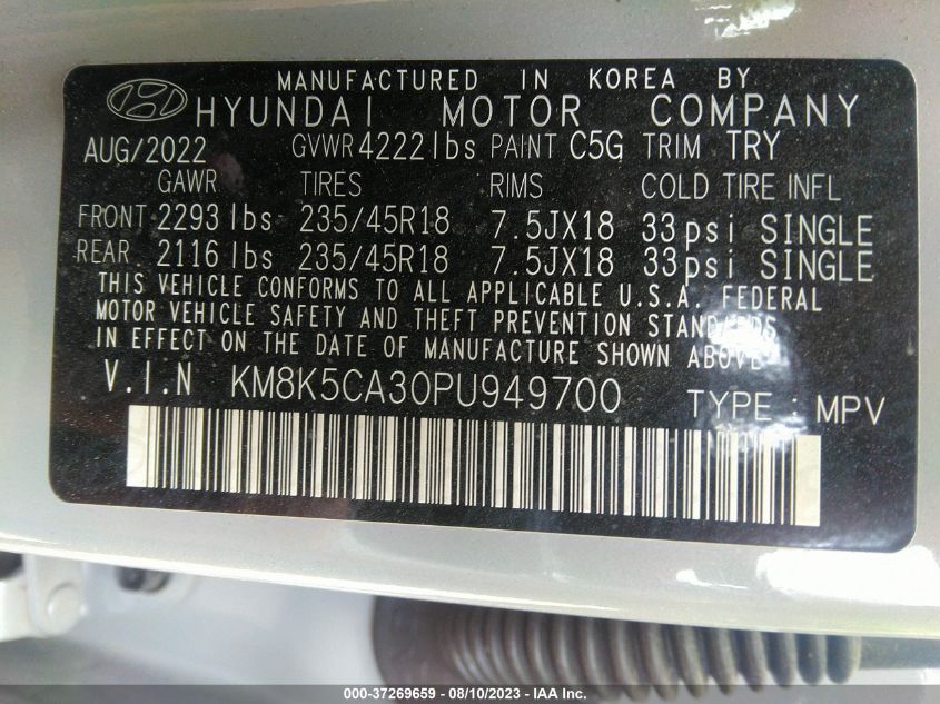 2023 HYUNDAI KONA LIMITED - KM8K5CA30PU949700