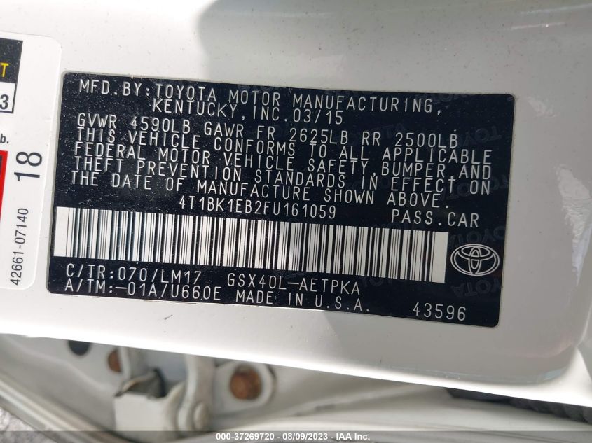 2015 TOYOTA AVALON LIMITED - 4T1BK1EB2FU161059