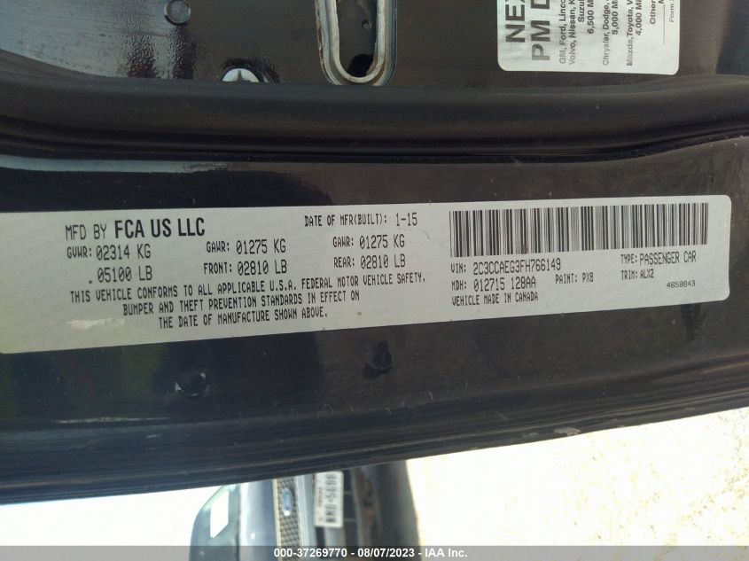 2015 CHRYSLER 300 300C - 2C3CCAEG3FH766149