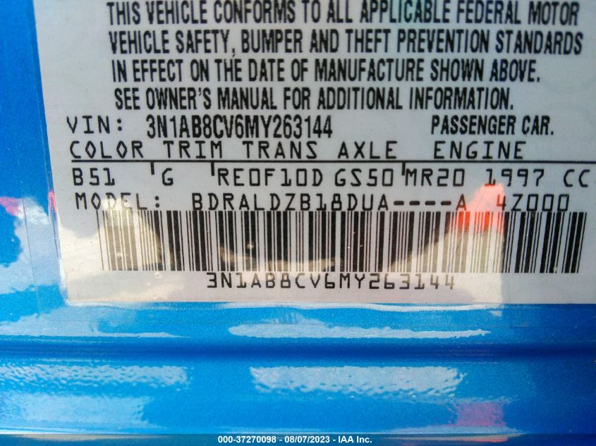 2021 NISSAN SENTRA SV - 3N1AB8CV6MY263144