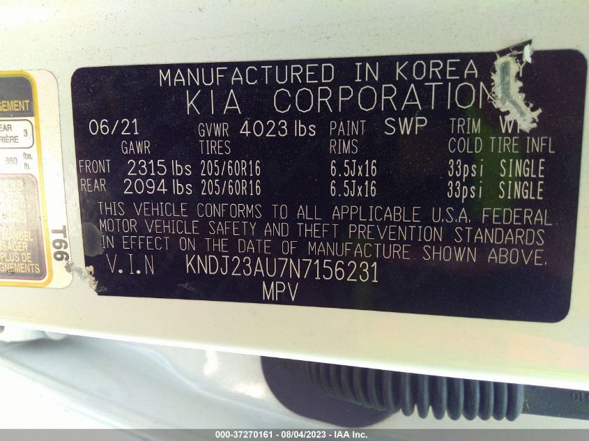 2022 KIA SOUL LX/X LINE/S - KNDJ23AU7N7156231