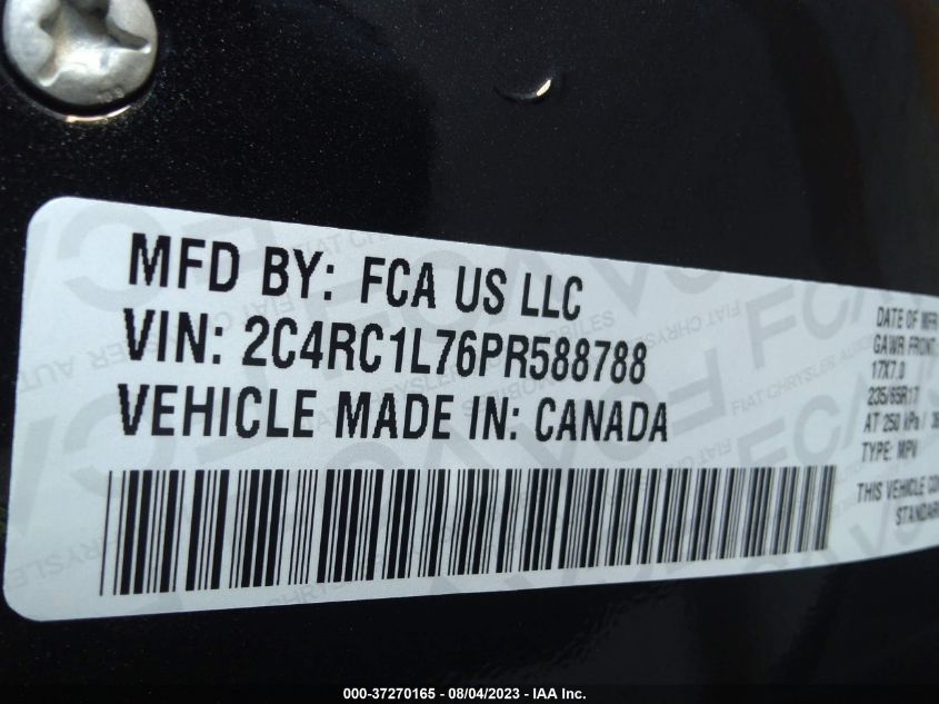 2023 CHRYSLER PACIFICA - 2C4RC1L76PR588788