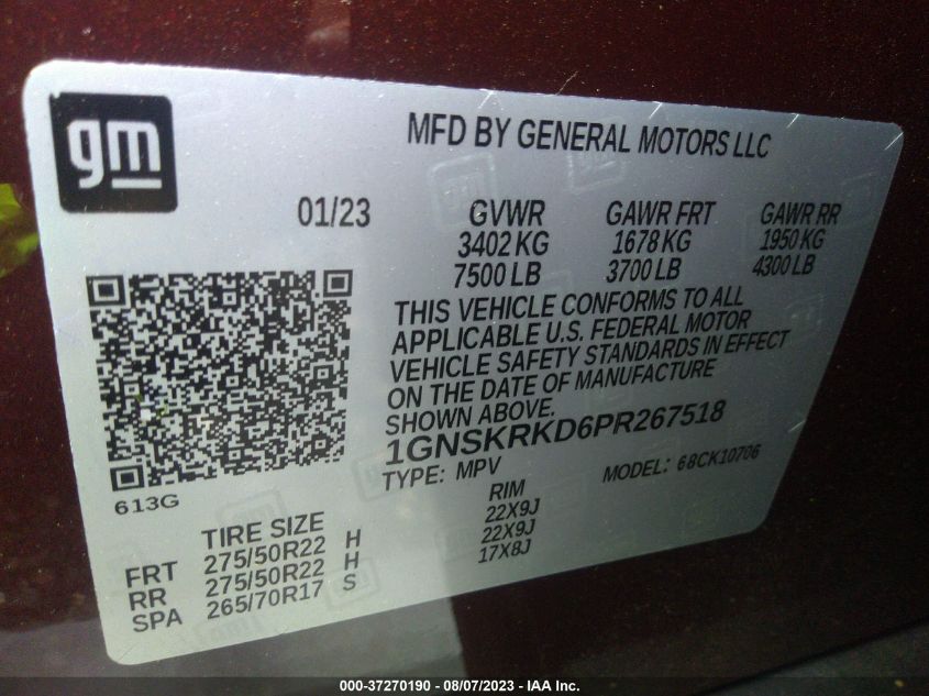 2023 CHEVROLET TAHOE RST - 1GNSKRKD6PR267518