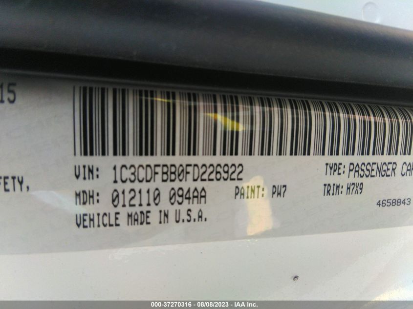 2015 DODGE DART SXT - 1C3CDFBB0FD226922