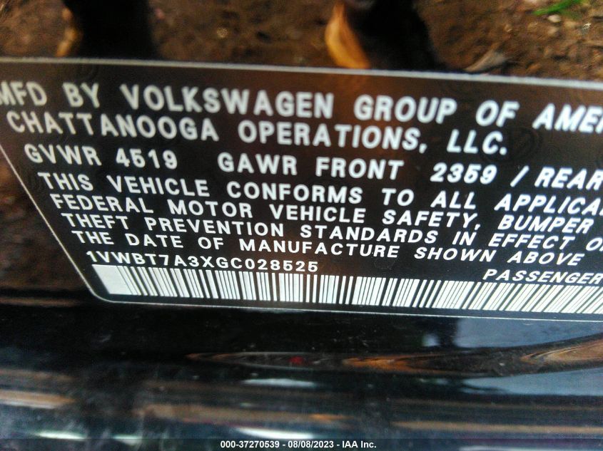 2016 VOLKSWAGEN PASSAT 1.8T SE - 1VWBT7A3XGC028525