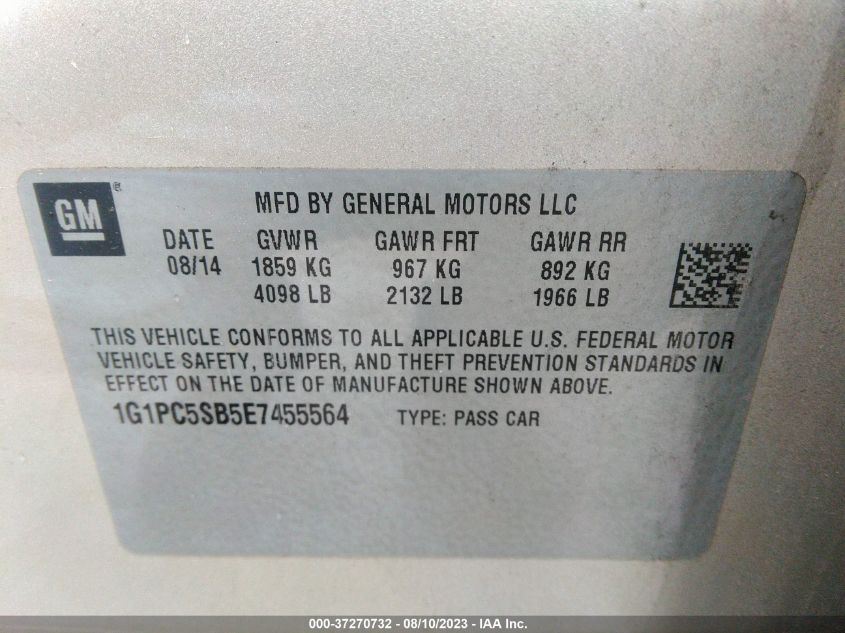 2014 CHEVROLET CRUZE 1LT - 1G1PC5SB5E7455564