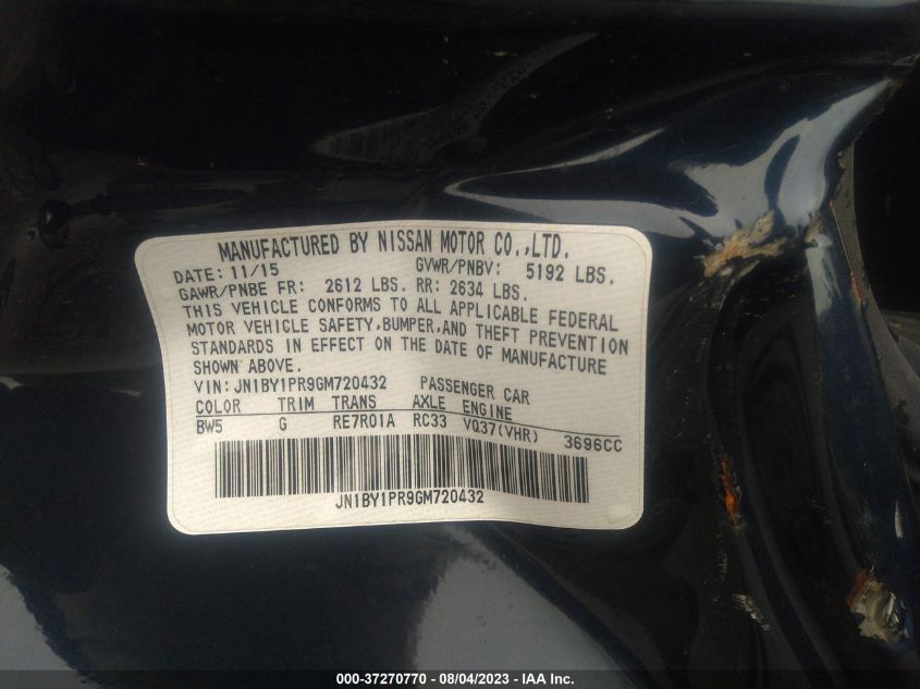 2016 INFINITI Q70L JN1BY1PR9GM720432