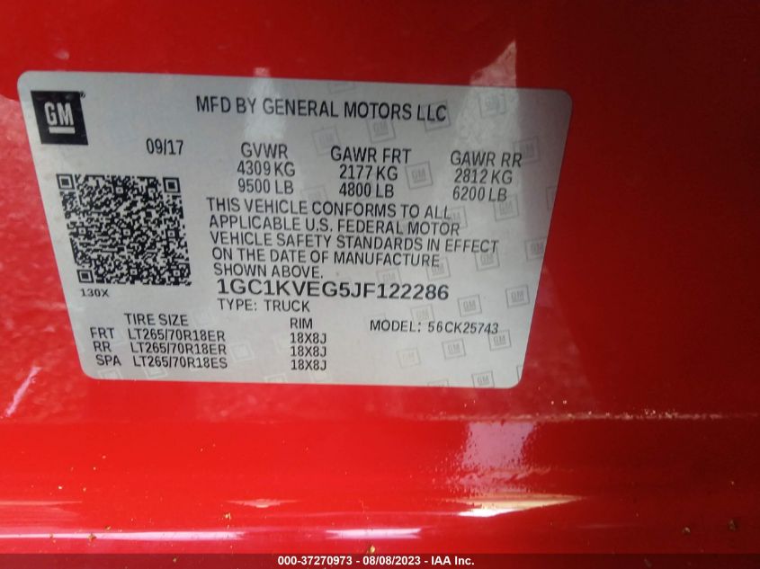 2018 CHEVROLET SILVERADO 2500HD LT - 1GC1KVEG5JF122286