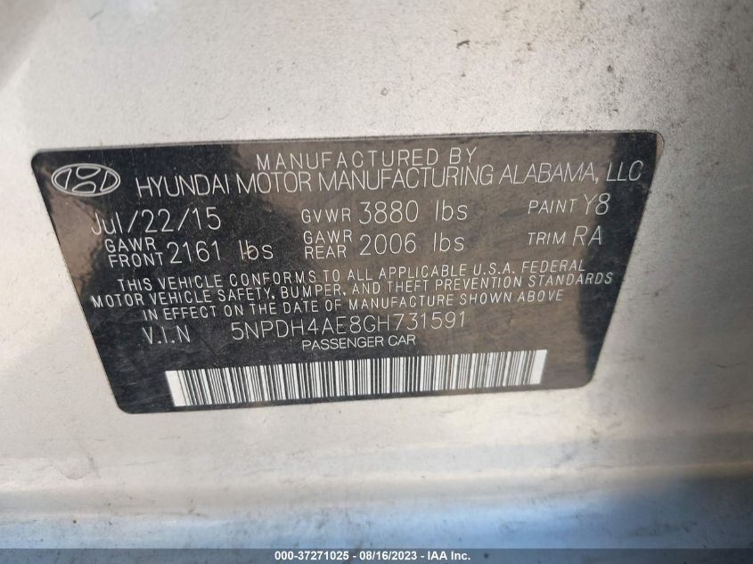2016 HYUNDAI ELANTRA SE - 5NPDH4AE8GH731591