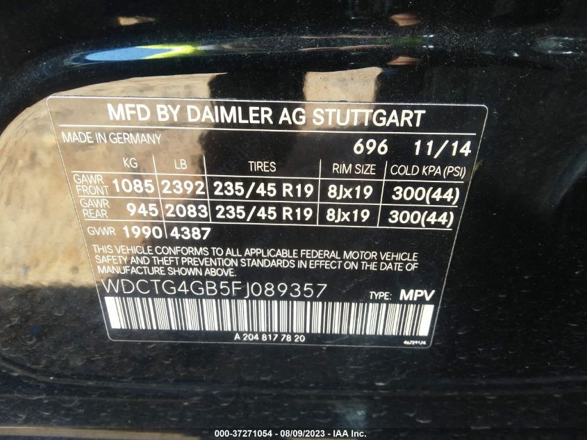 2015 MERCEDES-BENZ GLA-CLASS GLA 250 - WDCTG4GB5FJ089357