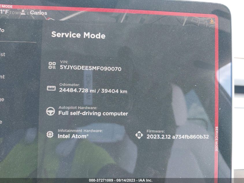 2021 TESLA MODEL Y - 5YJYGDEE5MF090070