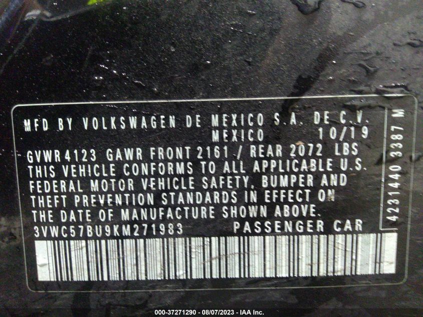 2019 VOLKSWAGEN JETTA R-LINE - 3VWC57BU9KM271983