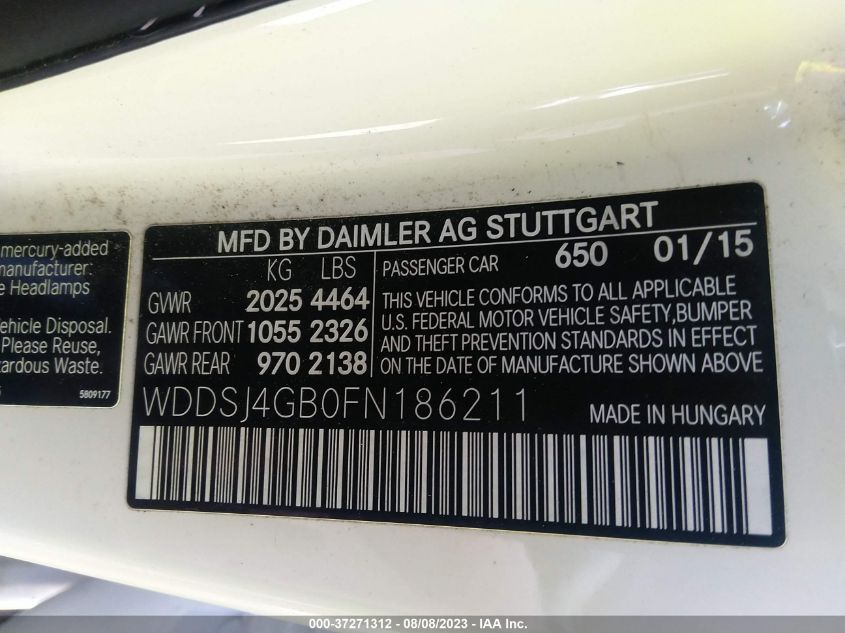2015 MERCEDES-BENZ CLA-CLASS CLA 250 WDDSJ4GB0FN186211