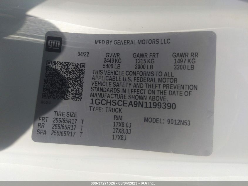 2022 CHEVROLET COLORADO 2WD LT - 1GCHSCEA9N1199390