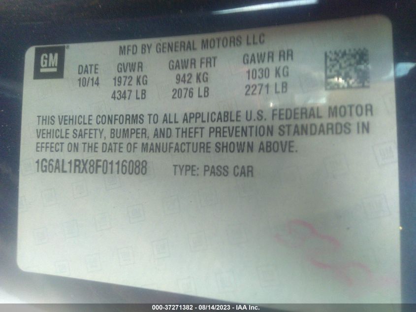 2015 CADILLAC ATS COUPE PREMIUM AWD 1G6AL1RX8F0116088