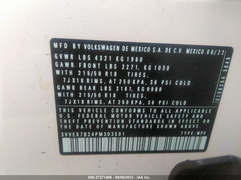 2023 VOLKSWAGEN TAOS SE - 3VVEX7B24PM303591