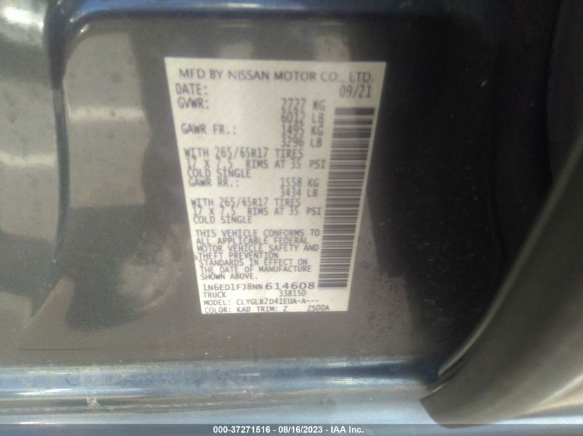 2022 NISSAN FRONTIER SV - 1N6ED1FJ8NN614608
