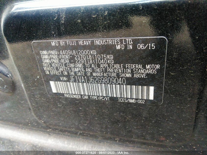 2016 SUBARU WRX LIMITED - JF1VA1J62G9809040