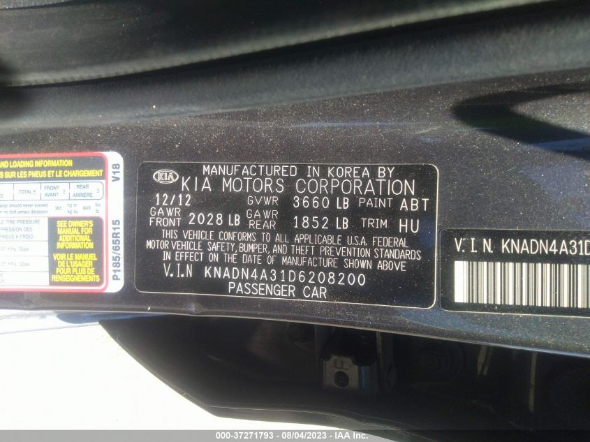 2013 KIA RIO EX - KNADN4A31D6208200