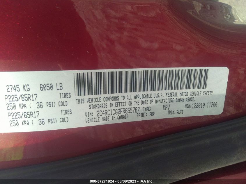 2015 CHRYSLER TOWN & COUNTRY TOURING-L - 2C4RC1CG2FR655787