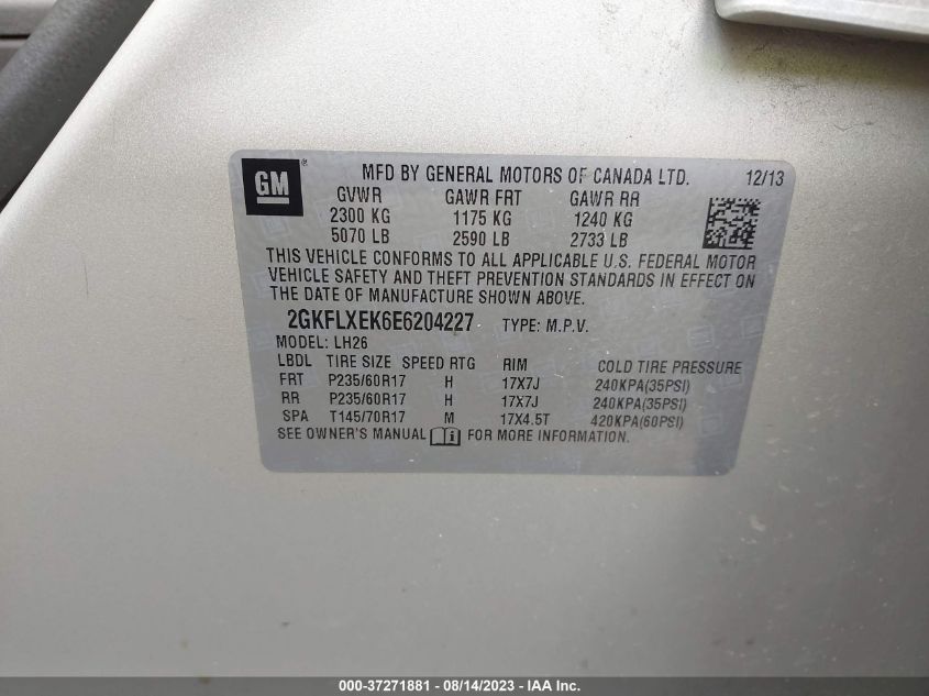 2014 GMC TERRAIN SLT - 2GKFLXEK6E6204227