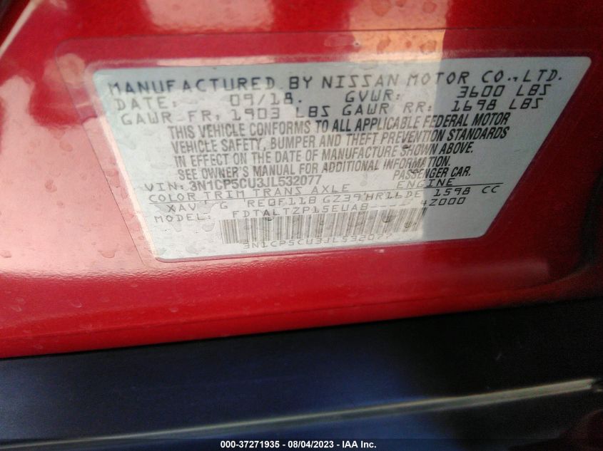 2018 NISSAN KICKS S/SR/SV - 3N1CP5CU3JL532077