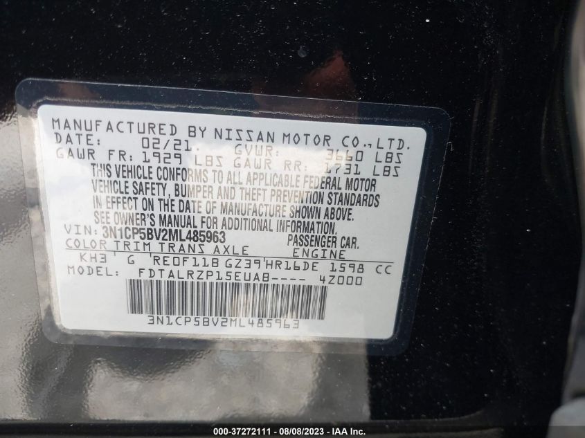 2021 NISSAN KICKS S - 3N1CP5BV2ML485963