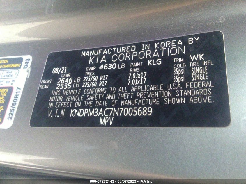 2022 KIA SPORTAGE LX - KNDPM3AC7N7005689