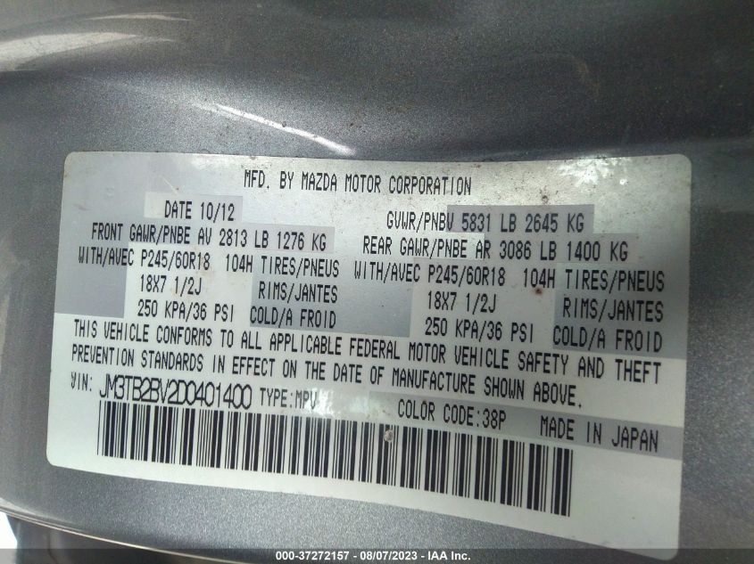 2013 MAZDA CX-9 SPORT - JM3TB2BV2D0401400