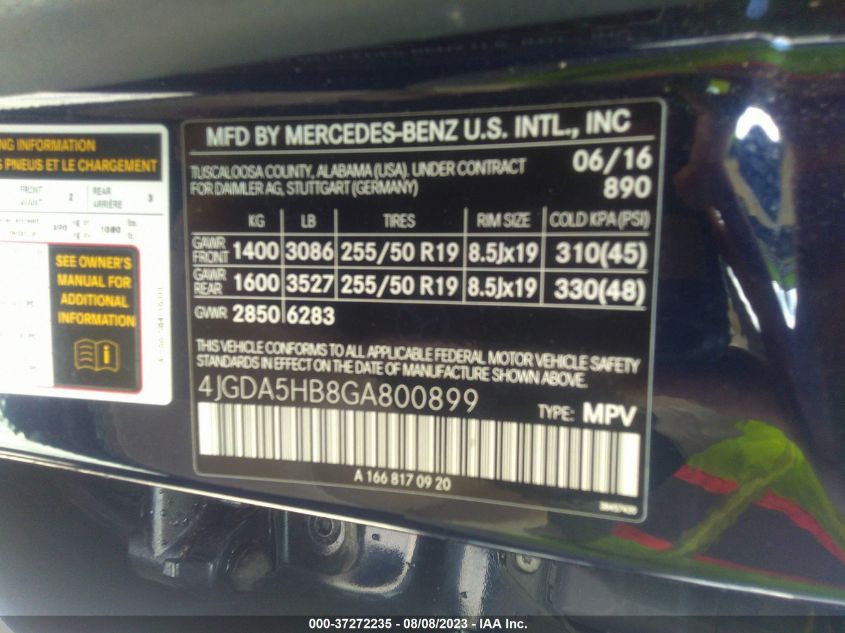 2016 MERCEDES-BENZ GLE GLE 350 - 4JGDA5HB8GA800899