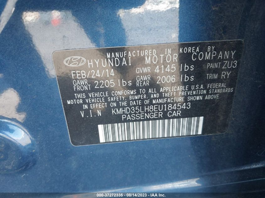 2014 HYUNDAI ELANTRA GT - KMHD35LH8EU184543