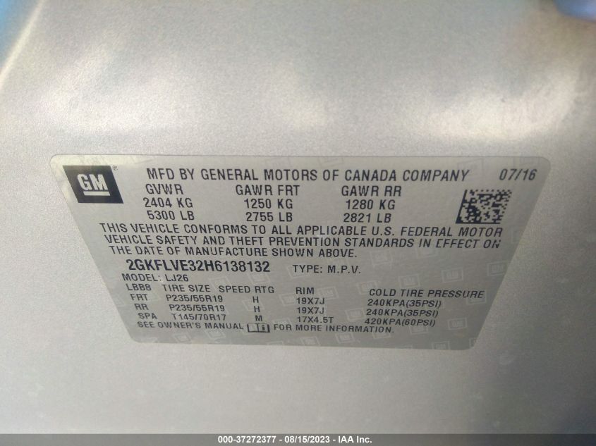 2017 GMC TERRAIN DENALI - 2GKFLVE32H6138132