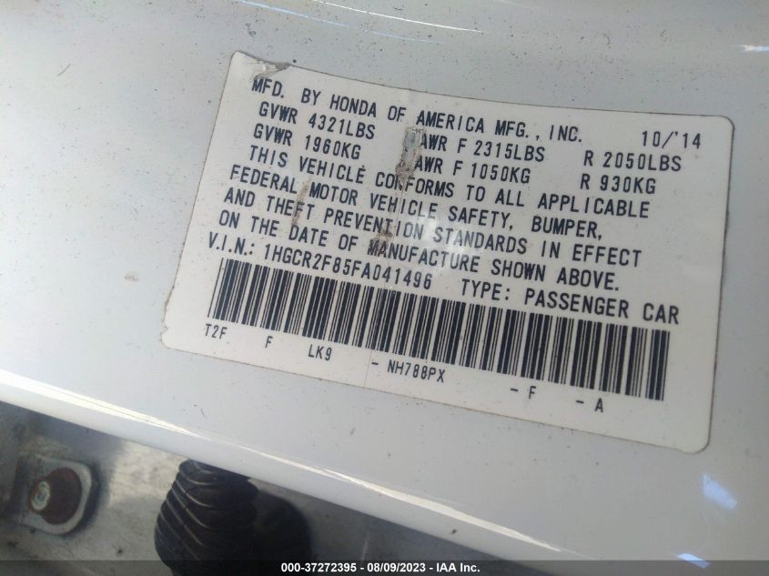 2015 HONDA ACCORD SEDAN EX-L - 1HGCR2F85FA041496