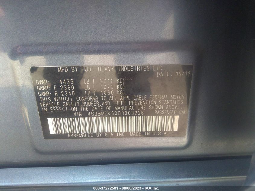 2013 SUBARU LEGACY 2.5I LIMITED - 4S3BMCK60D3003226