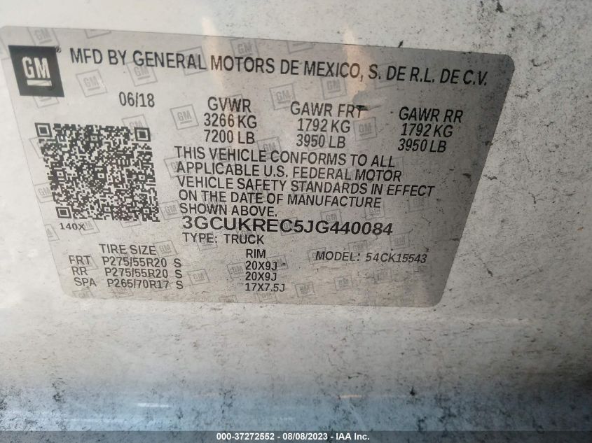 2018 CHEVROLET SILVERADO 1500 LT - 3GCUKREC5JG440084